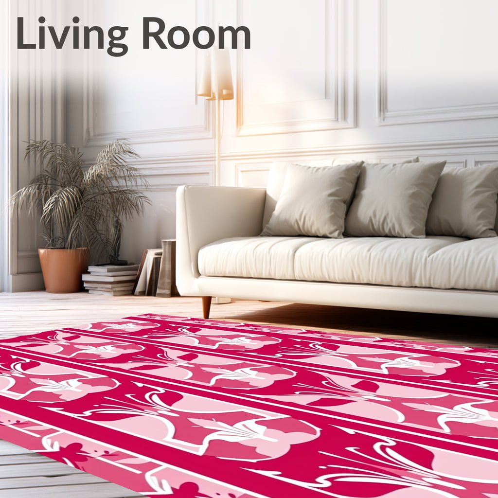 Floral Stripes In Shades Of Pink Rug