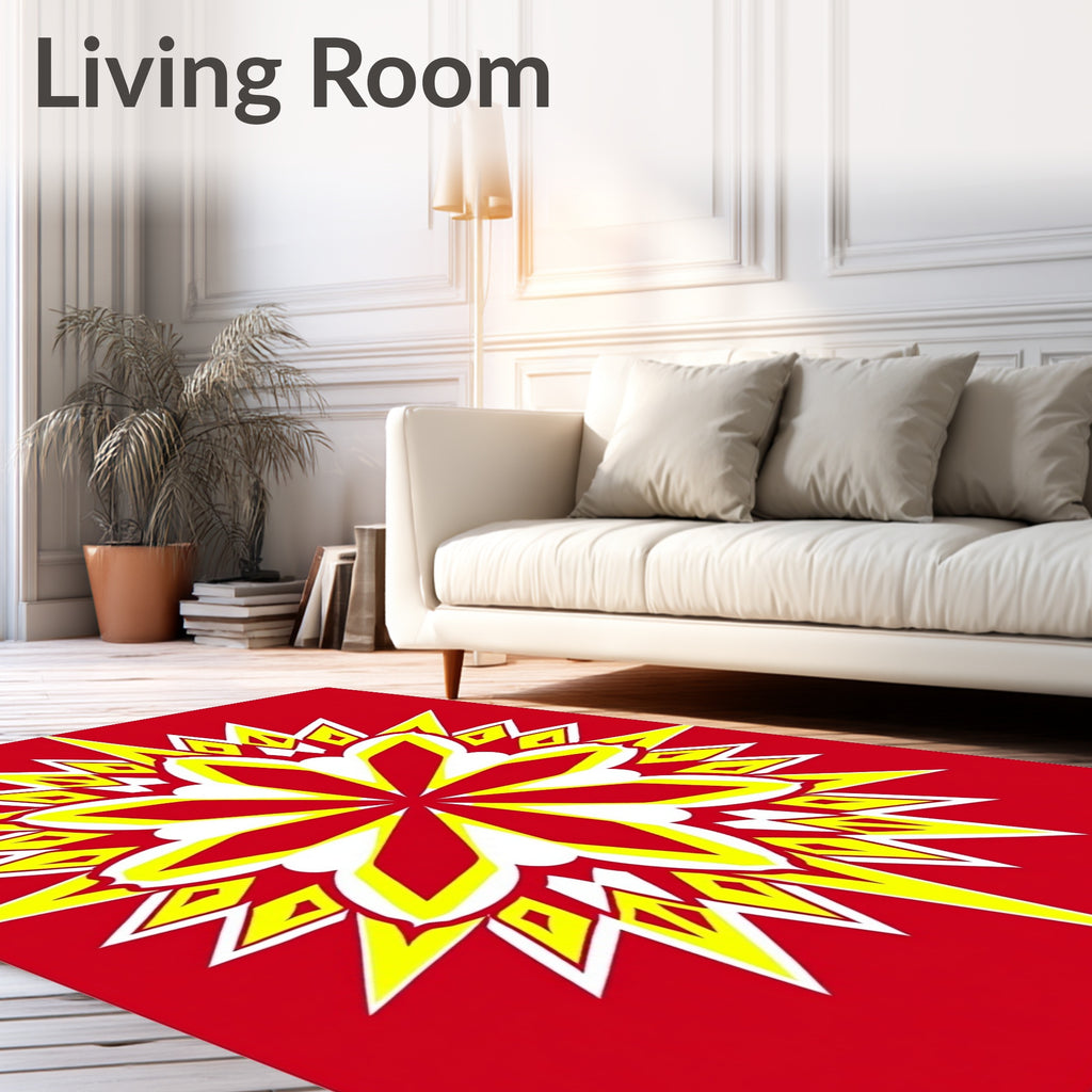 Bold Floral Yellow And White Design Rug