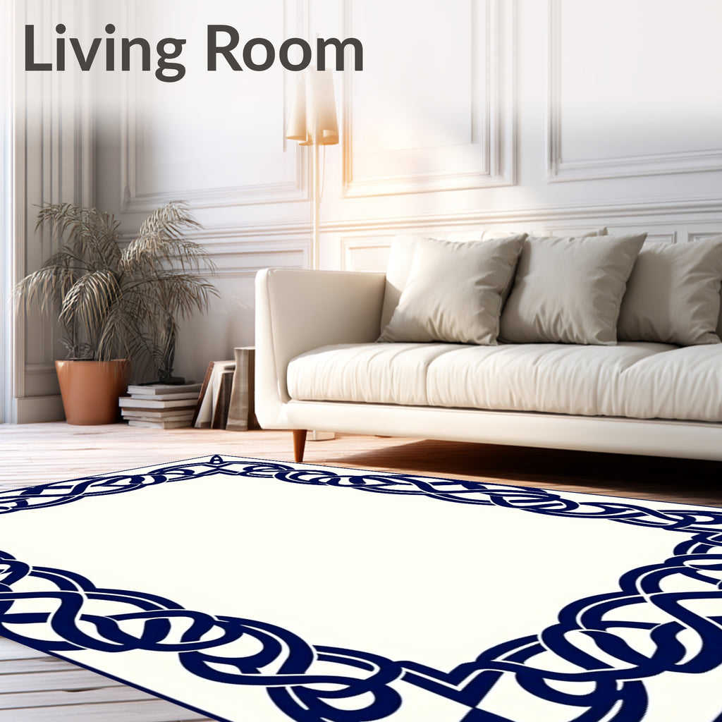 Intricate Interlocking Knot Border Design Rug