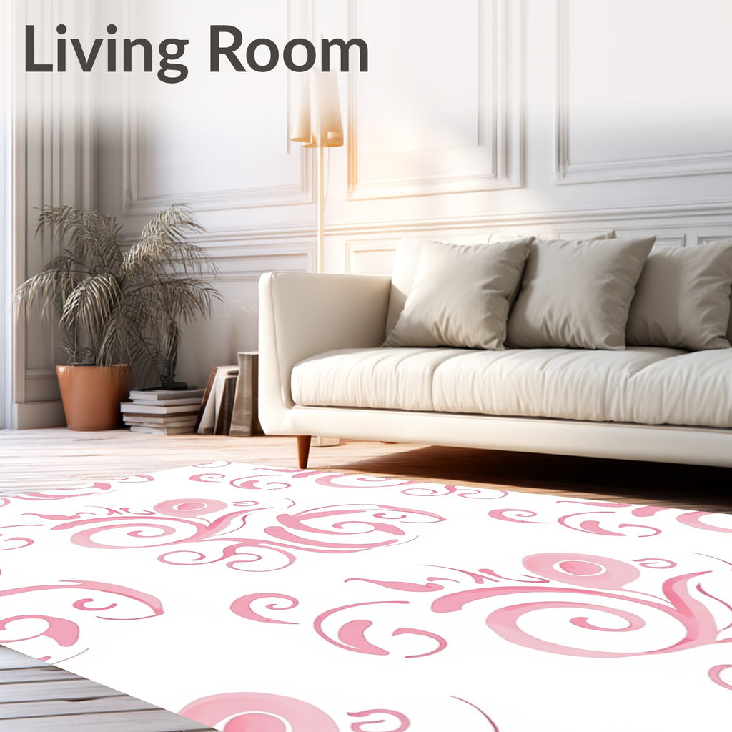Pink Swirl Floral Pattern Rug