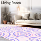 Playful Swirl Patterned Lavender Pink Rug