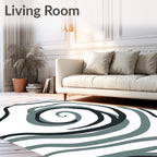 Swirling Dark Teal Abstract Strokes Rug