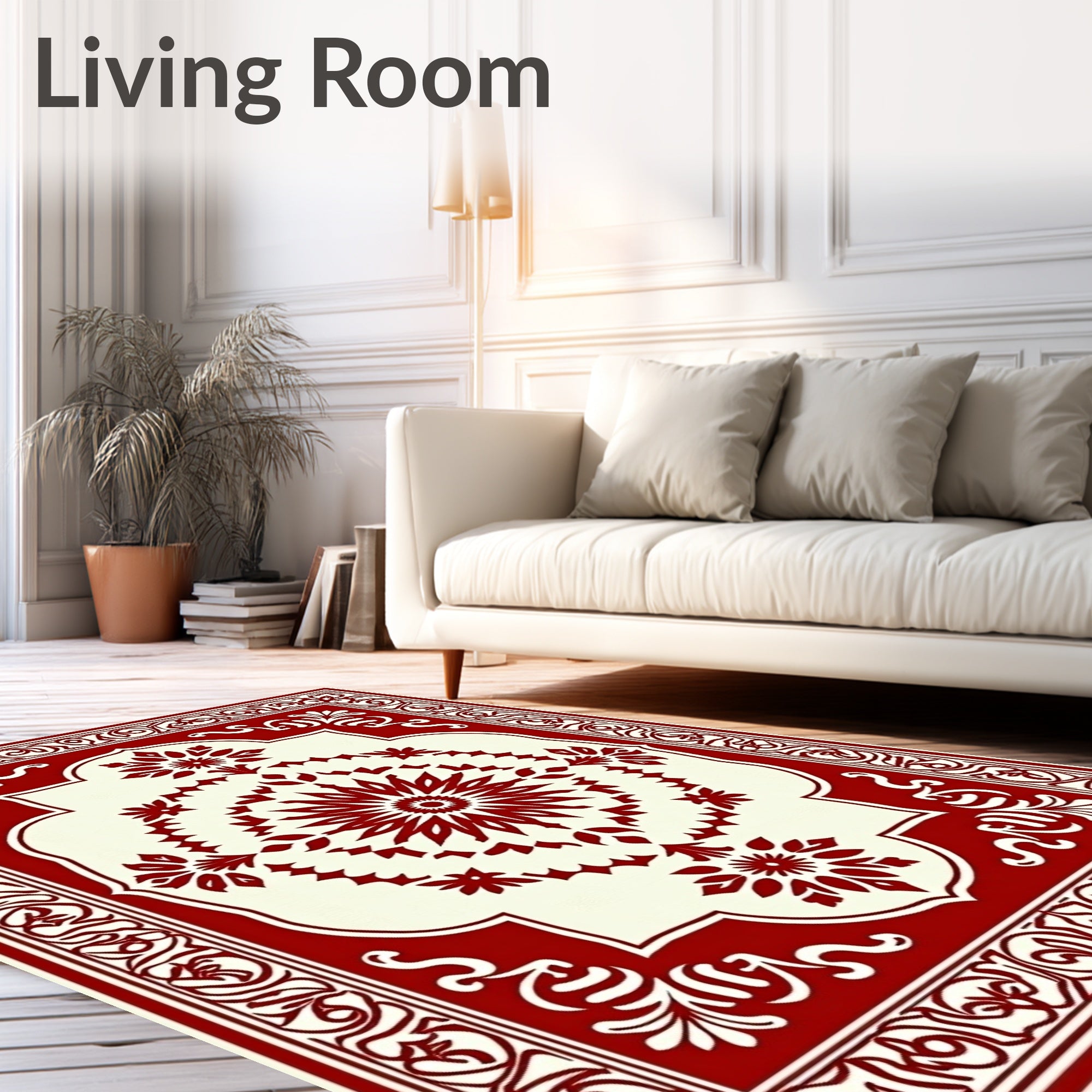 Ornate Red Floral Medallion Rug