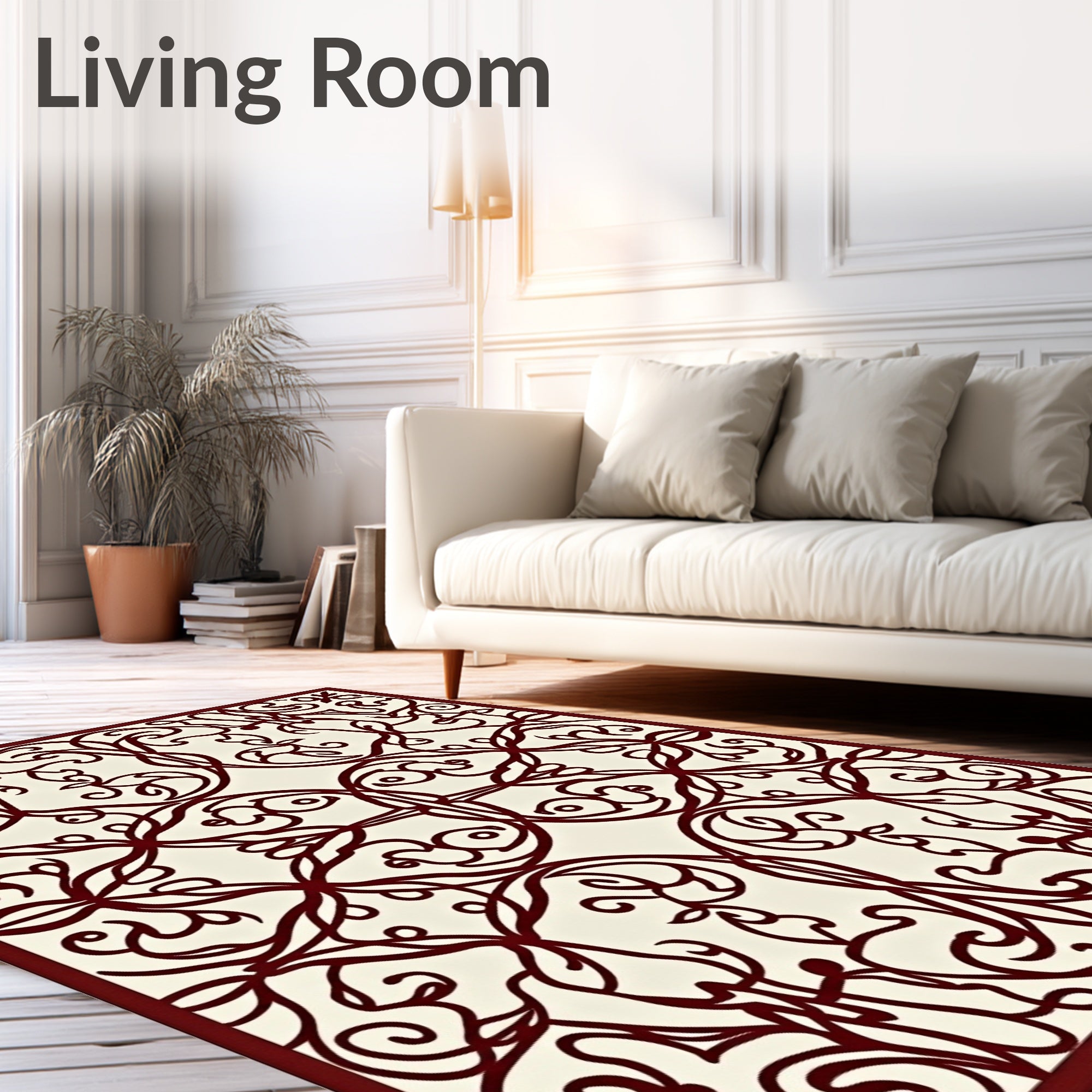 Elaborate Scrollwork Floral Lace Design Rug