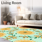 Golden Floral Vine Pattern Rug