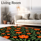 Orange Floral Vine Pattern Rug