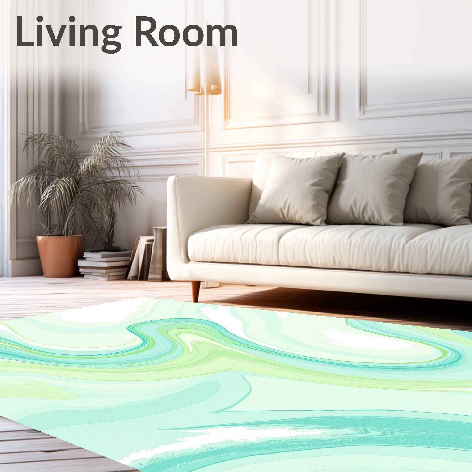 Aqua Mint Swirl Pattern Rug