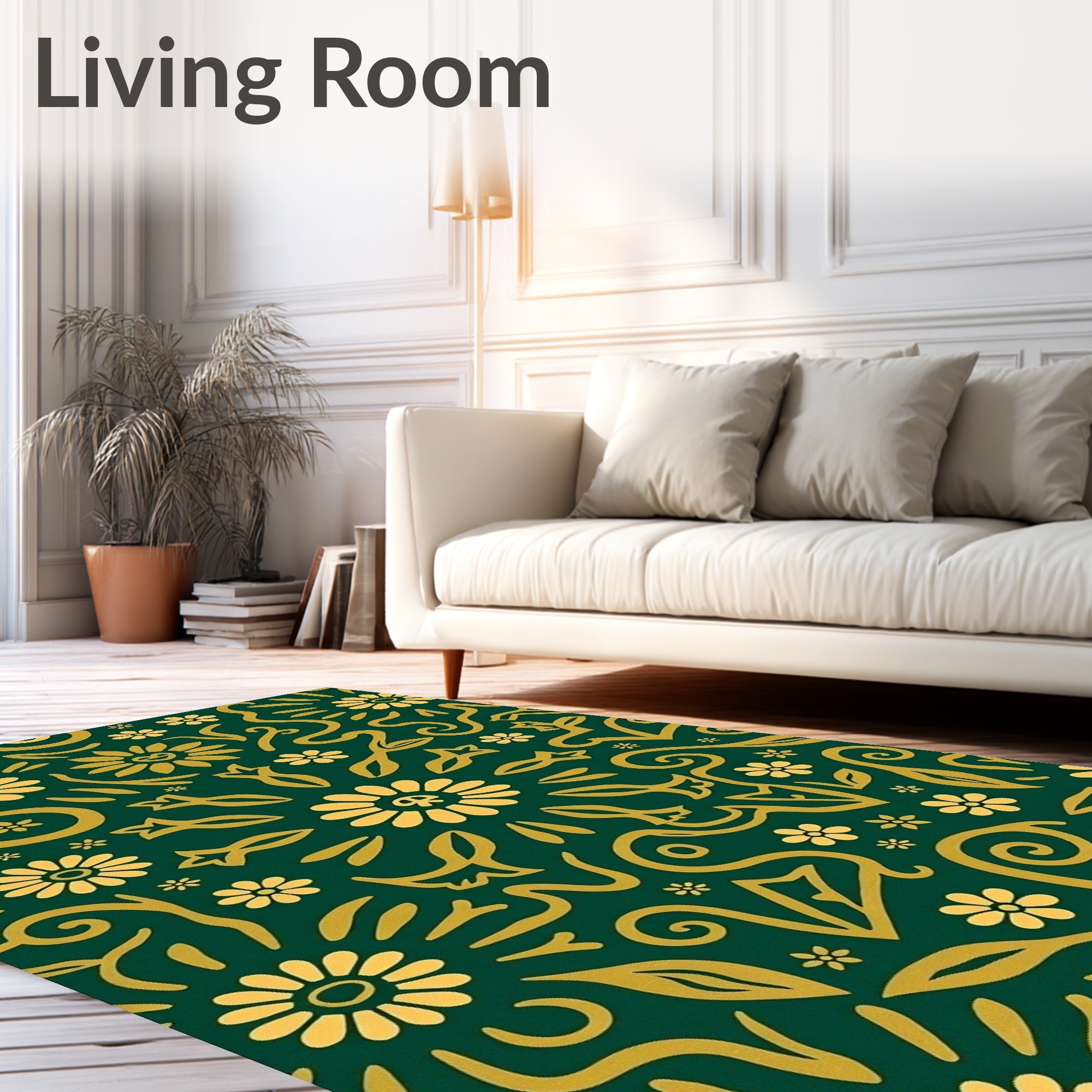 Whimsical Floral Swirls Pattern Rug