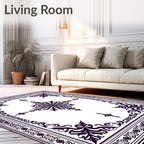 Ornate Floral Scroll Border Design Rug