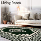Dark Green Intricate Mandala Decorative Rug