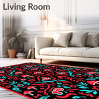 Retro Mushroom and Swirl Pattern Rug