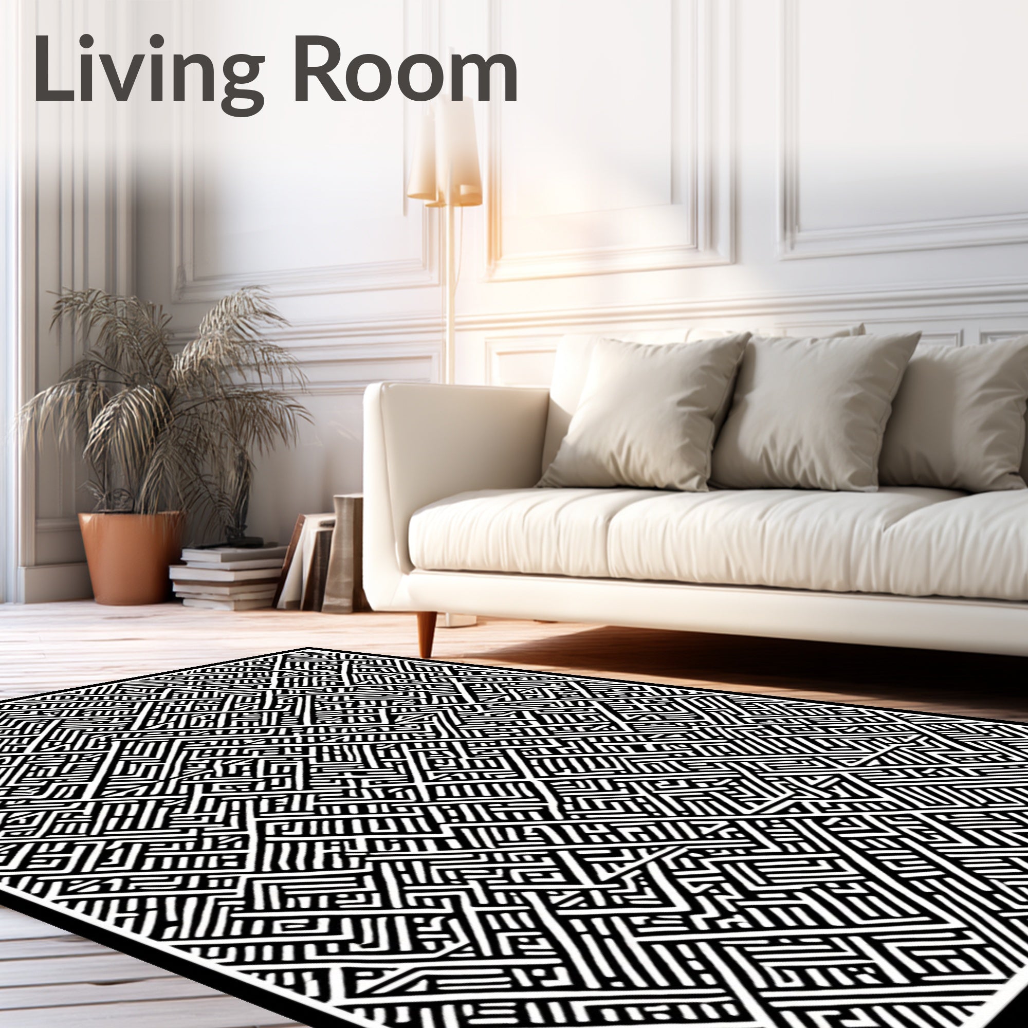 Sharp Linear Maze Motif Rug