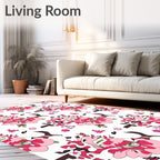 Crimson Pink Floral Branches Rug