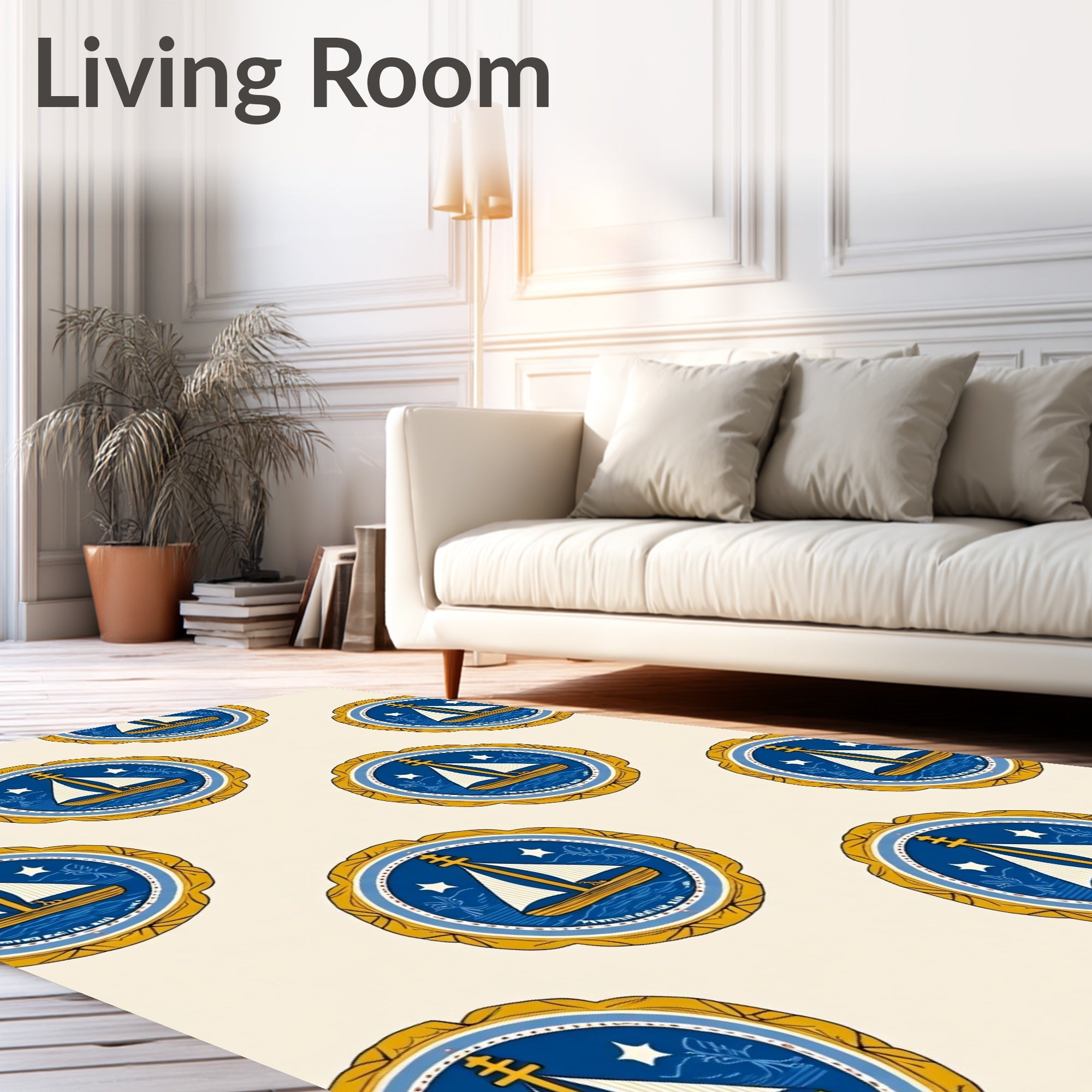 Nautical Sailboat Emblem Pattern Rug