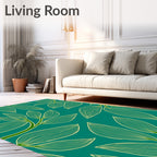 Teal Leaf Vine Pattern Rug