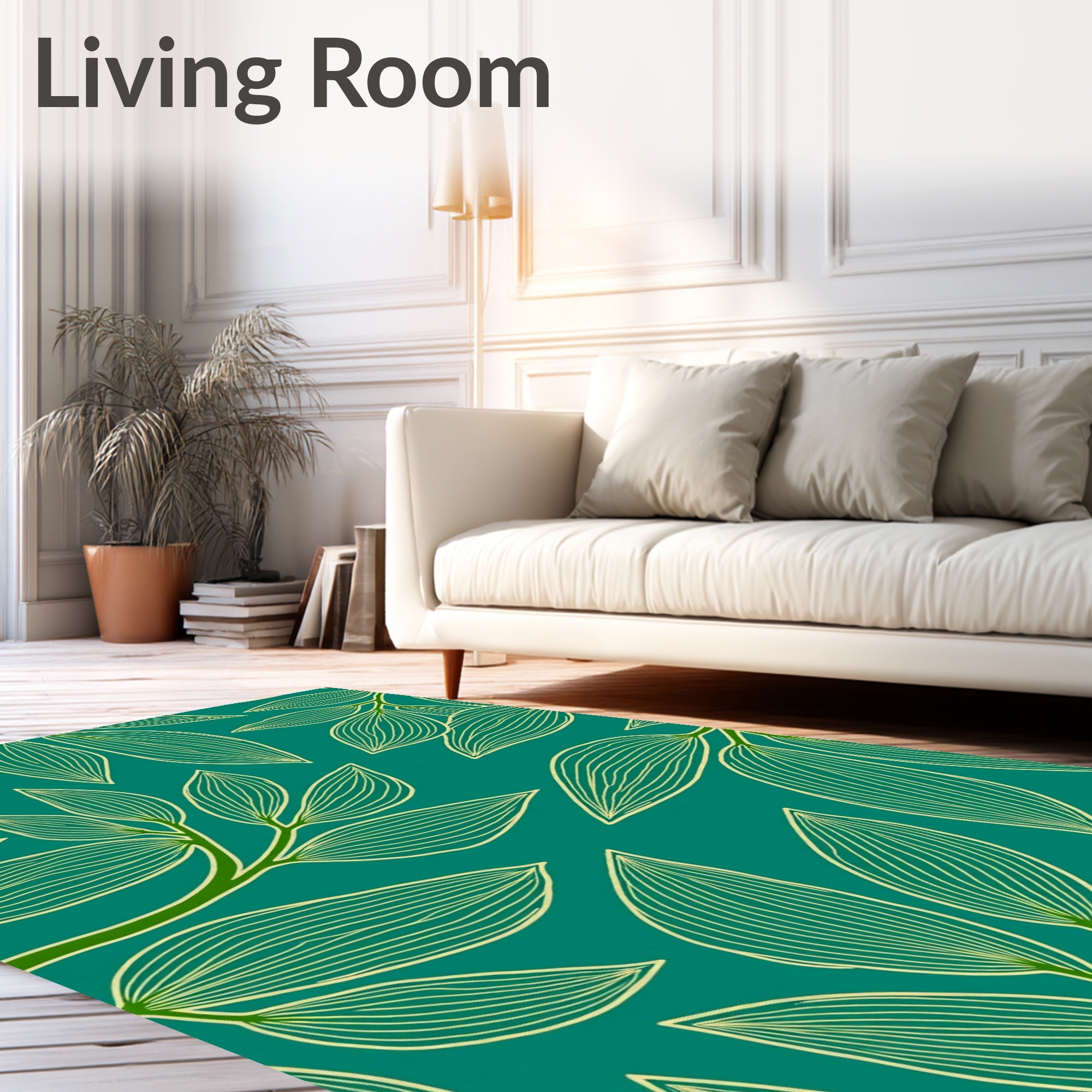 Teal Leaf Vine Pattern Rug