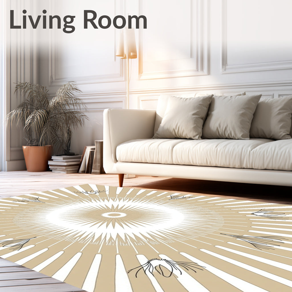 Radiating Sunburst Floral Mandala Pattern Rug
