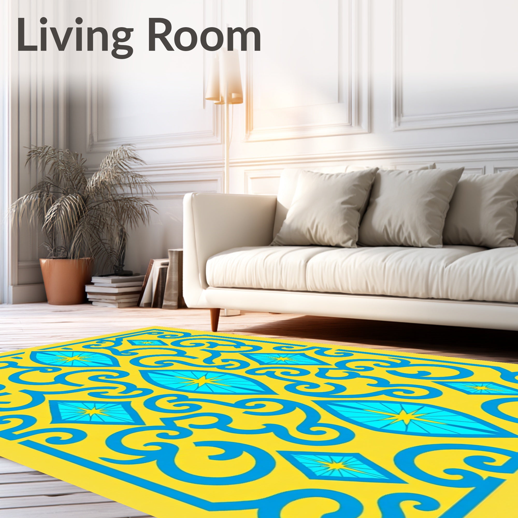 Bright Geometric Floral Pattern Rug