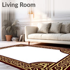 Elegant Marroon Gold Floral Border Rug