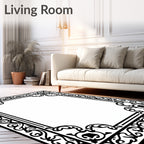 Ornate Floral Scrollwork Frame Design Rug