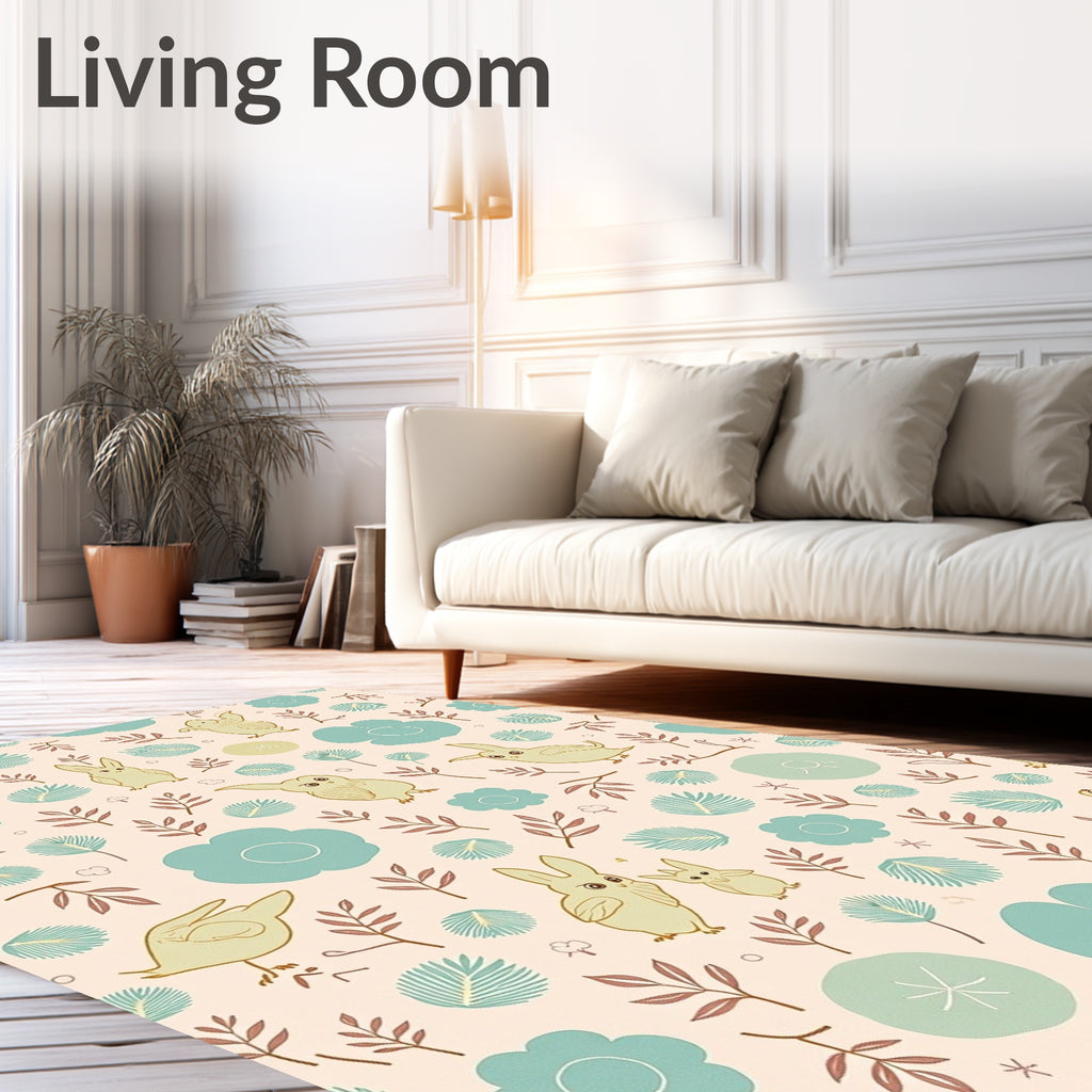 Whimsical Woodland Creatures Garden Pattern Rug
