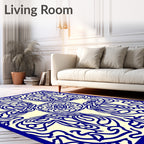 Elegant Blue Swirling Pattern Design Rug
