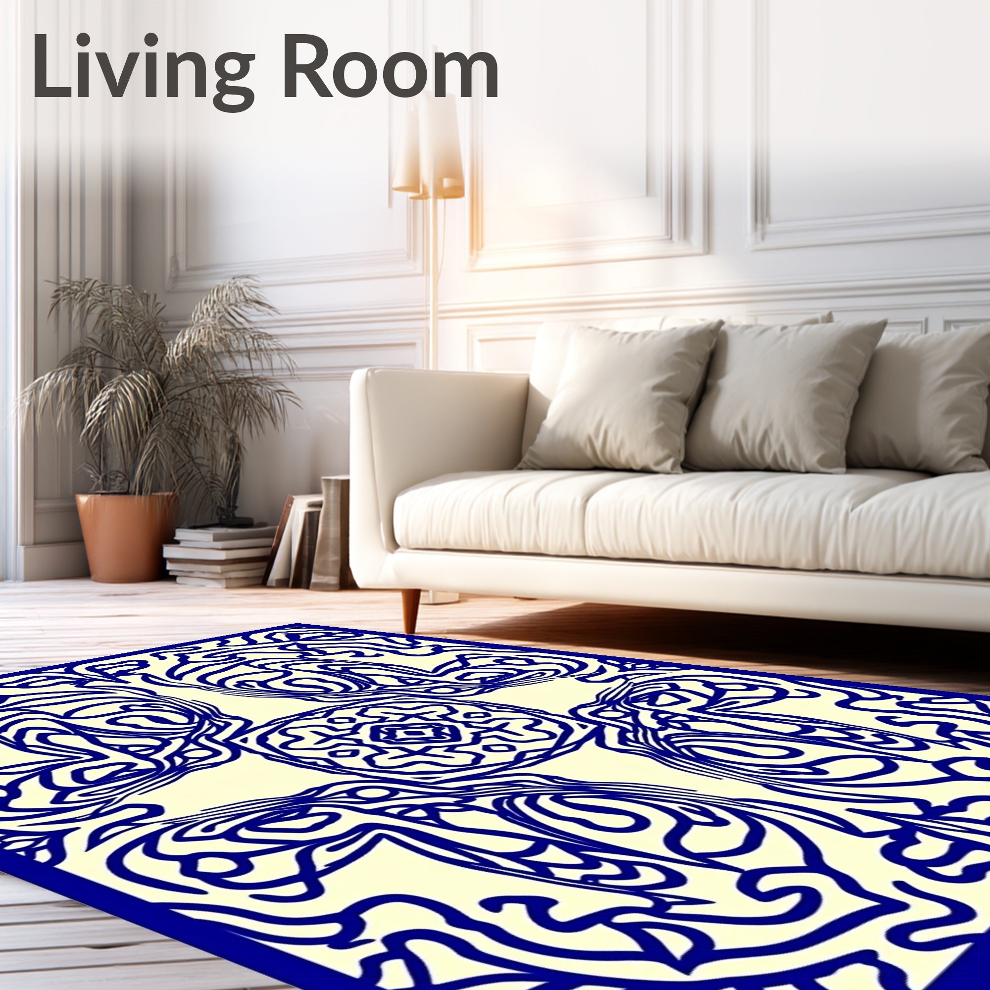 Elegant Blue Swirling Pattern Design Rug