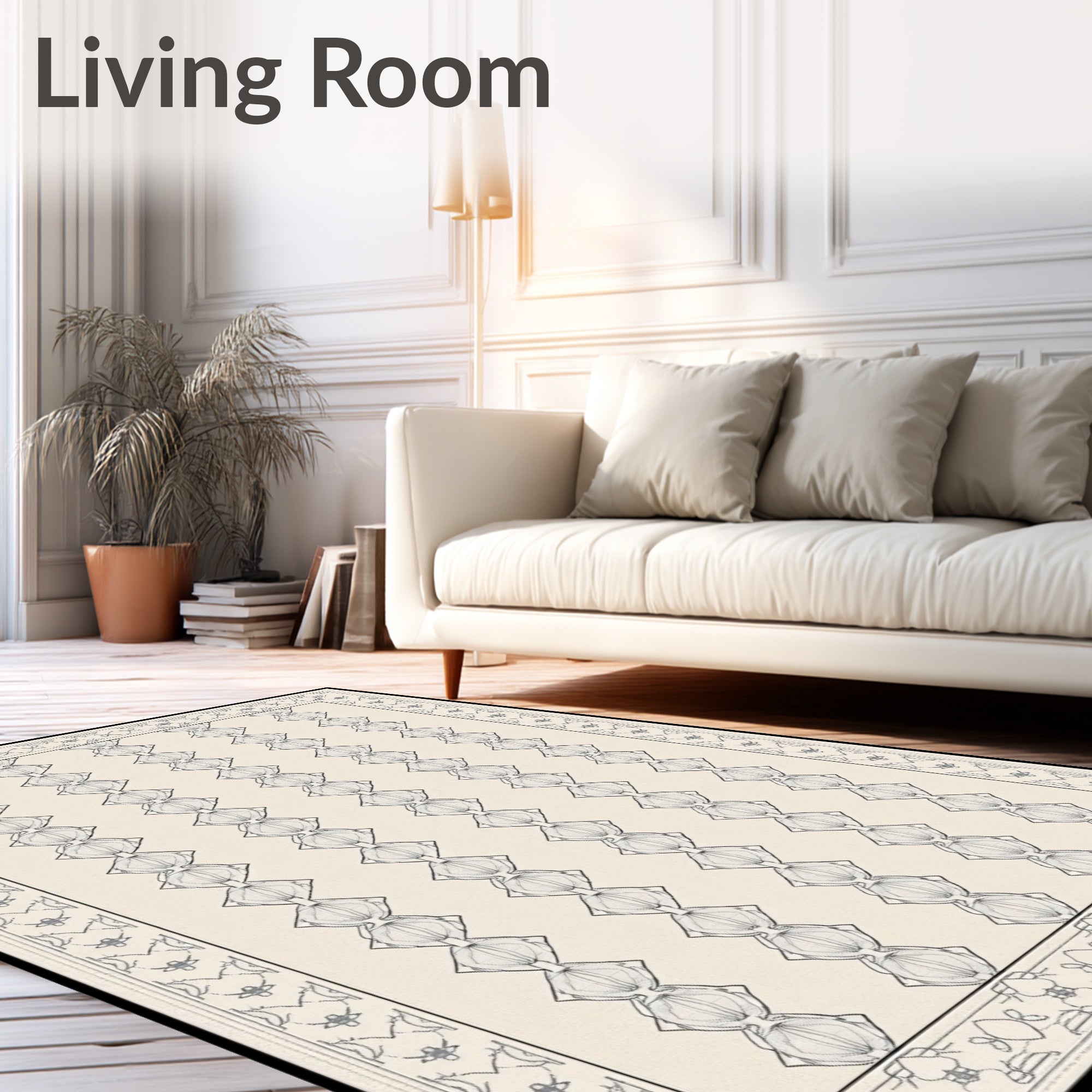 Creamy Diamond Vertical Pattern Rug