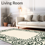 Elegant Floral Scroll Border Design Rug