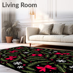 Festive Red Bow Pine Needle Garland Rug