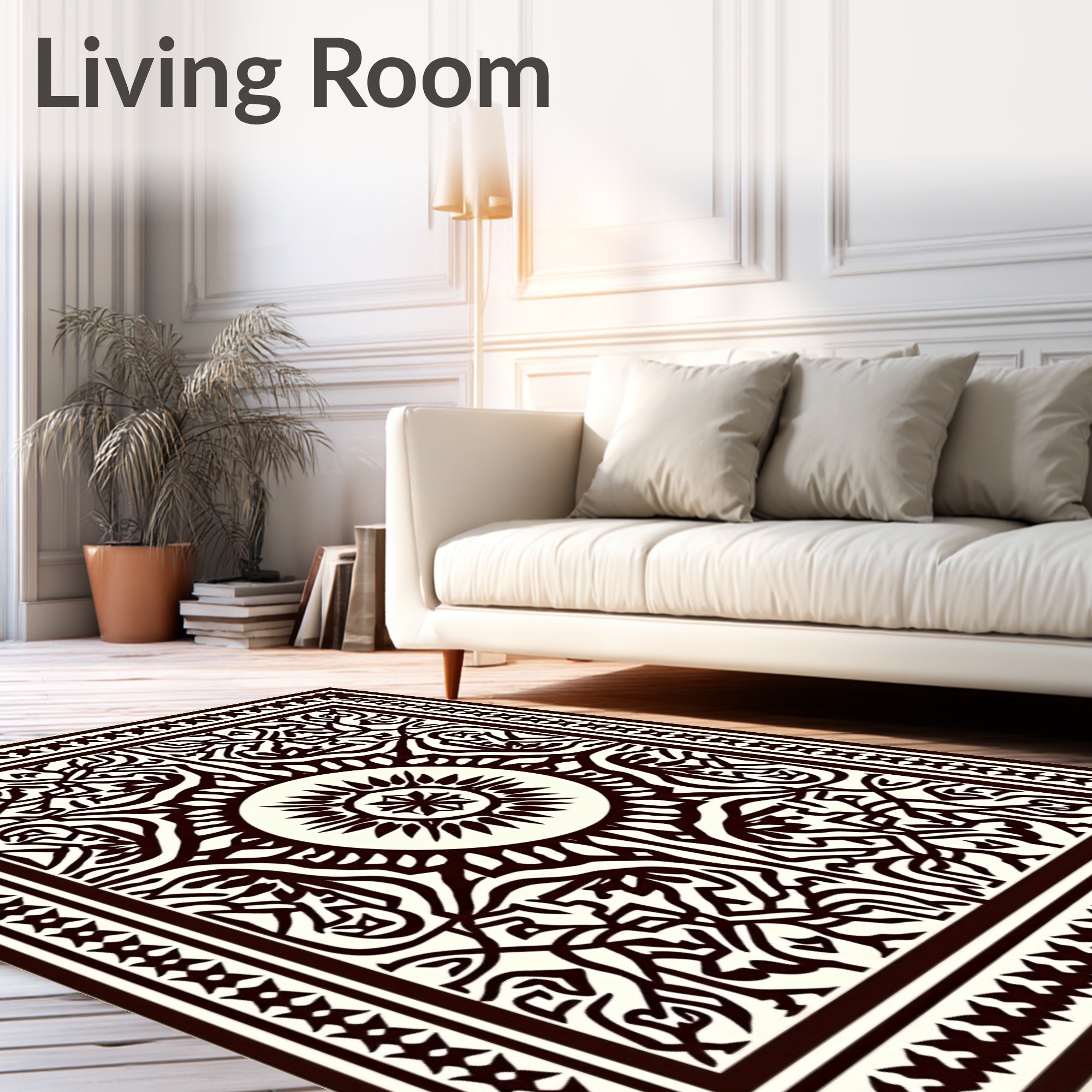 Intricate Radial Sunburst Patterned Rug