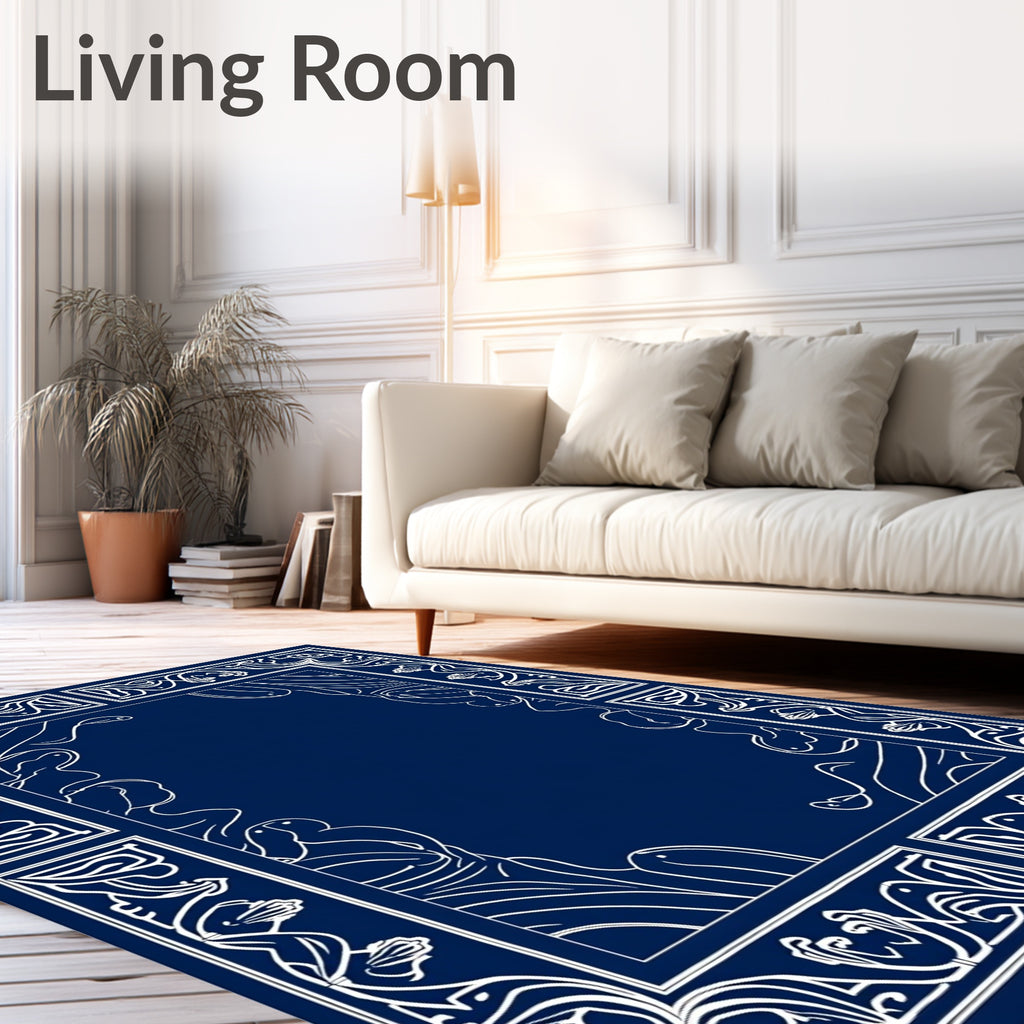 Vintage Floral Border Abstract Design Rug