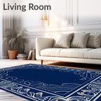 Vintage Floral Border Abstract Design Rug