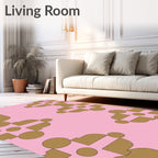 Geometric Gold Pattern On Pink Rug