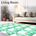 Mint Geometric Ice Crystal Pattern Rug