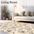 Delicate Outline Floral Branches Rug