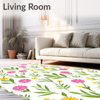 Pink Yellow Floral Spring Pattern Rug