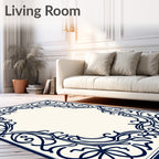 Intricate Scrollwork Inlaid Design Rug