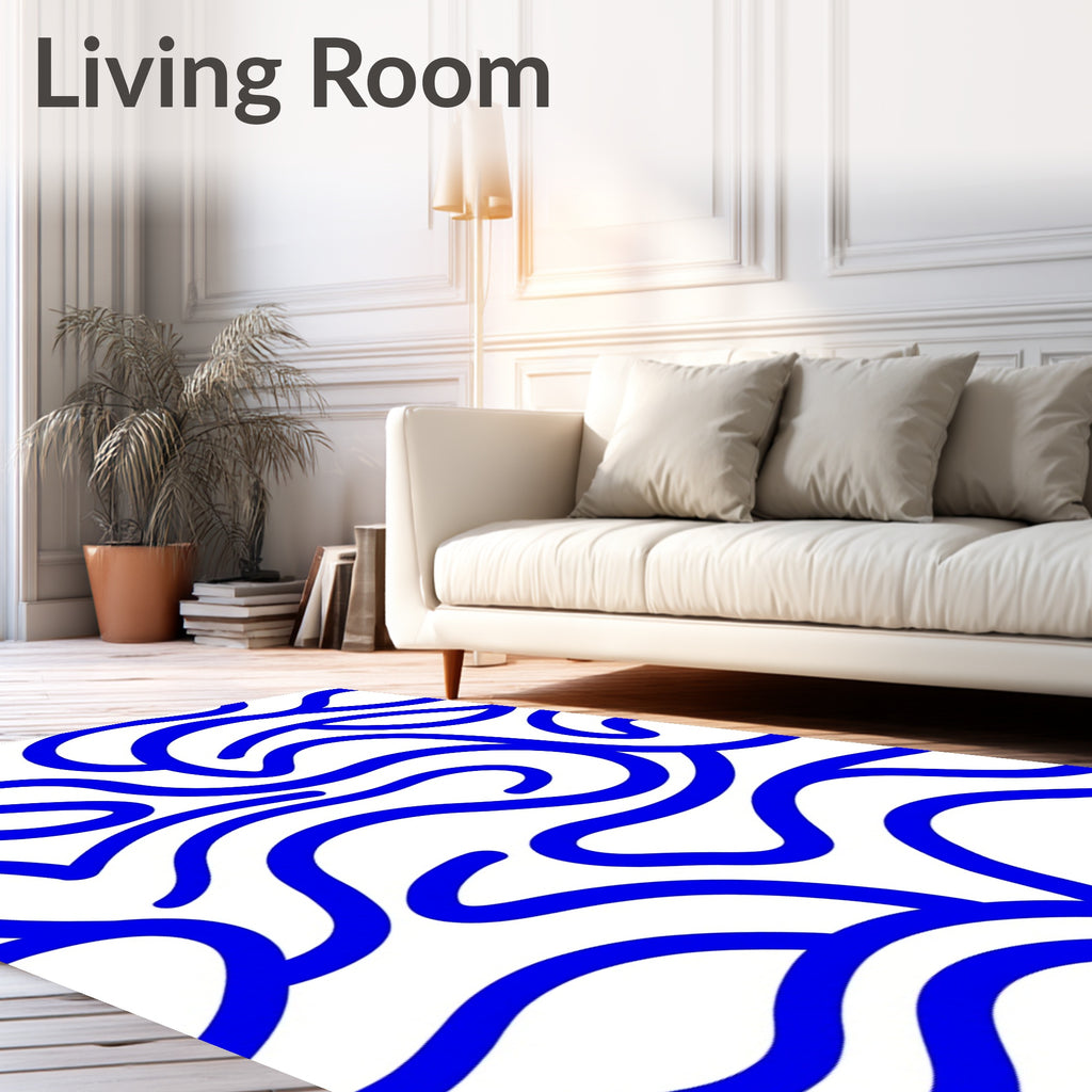 Bold Blue Flowing Lines Rug