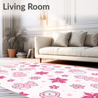 Pink Cartoon Characters Floral Star Rug