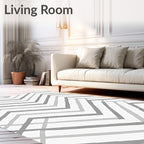 Modern Gray Geometric Chevron Pattern Rug