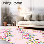 Pink Floral Swirl Abstract Pattern Rug
