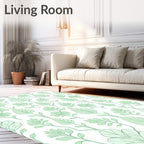 Organic Leafy Patterned Green Rug