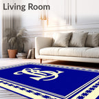 Classic Blue Cream Monogram Design Rug