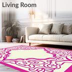 Ornate Flourish Design Pink Rug