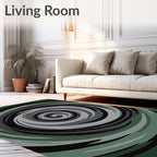 Abstract Swirls of Green and Gray Rug