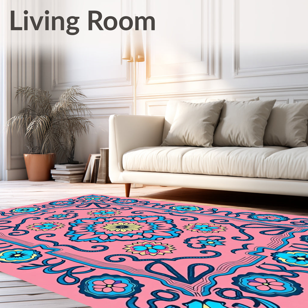 Bright Floral Garden Medallion Rug