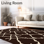 Brown Cream Arabesque Geometric Pattern Rug