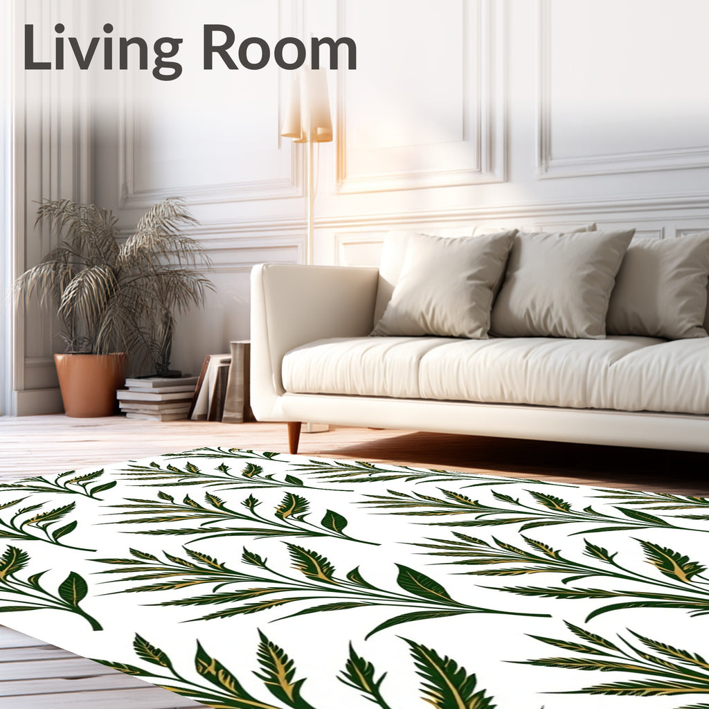Elegant Natural Leaf Pattern Rug
