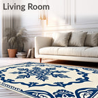 Classic Indigo Floral Medallion Rug